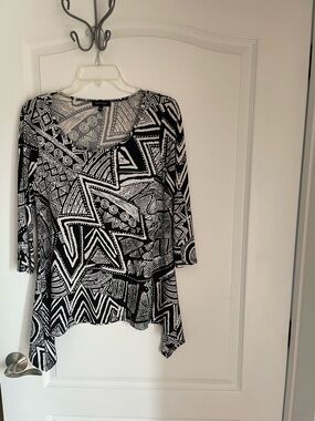 SPENSE Black & White Blouse Top Shirt long Sleeve Women’s Size M